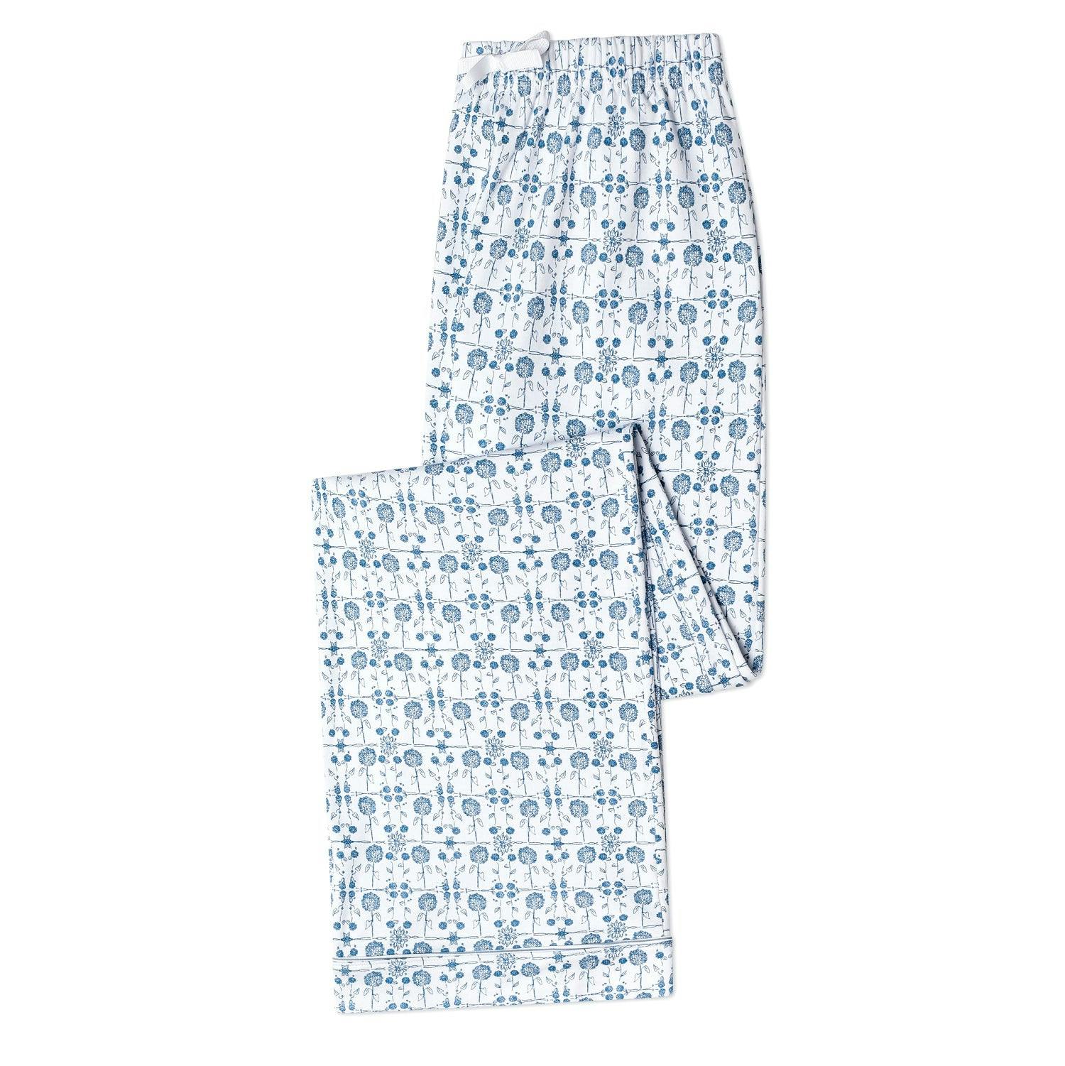 Hydrangeas Women's Button Front Long Pajama Set