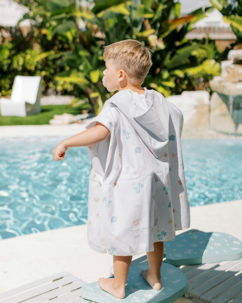 Kids Hooded Beach Poncho - Quick Dry Pool & Swim Towel