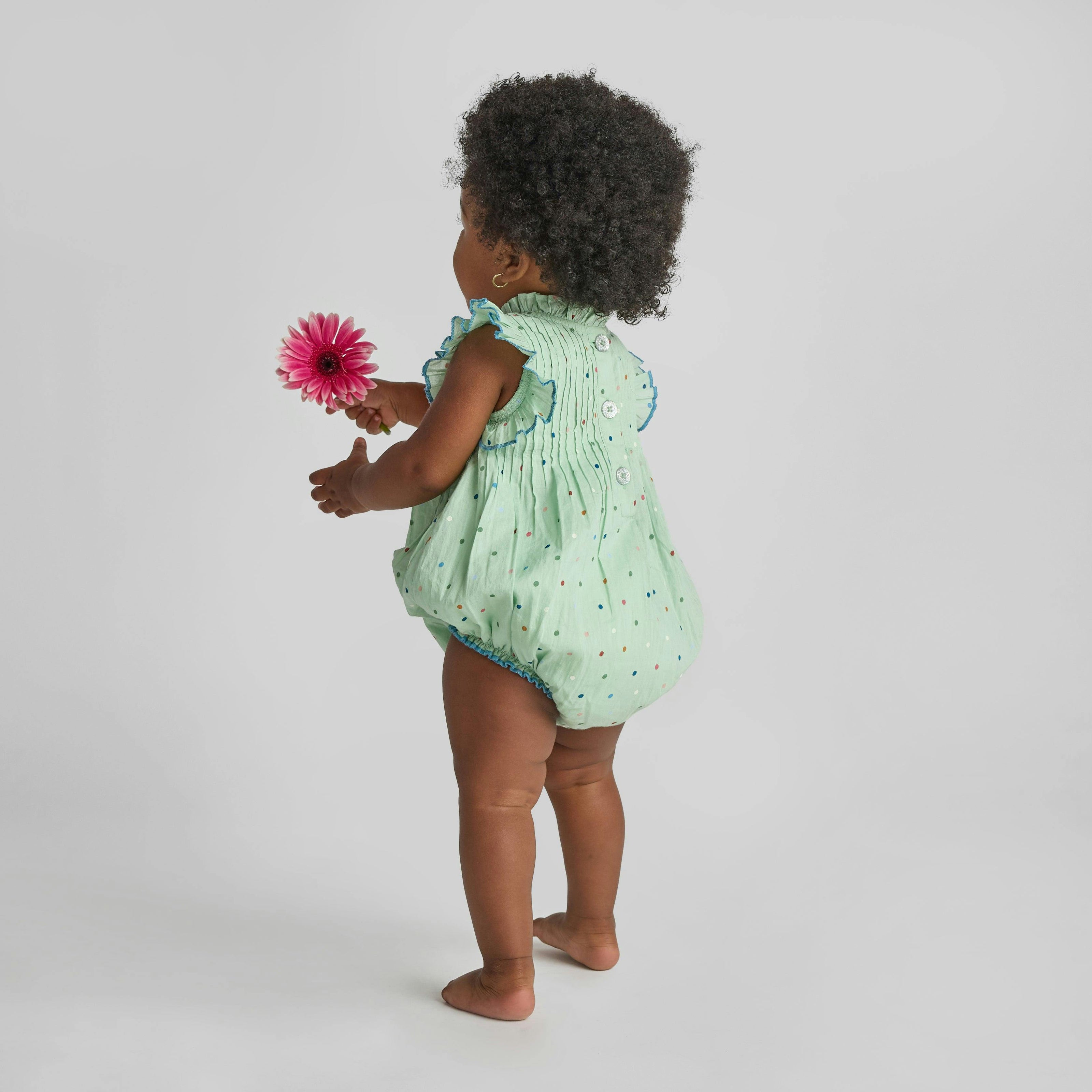 Baby Girls Jaipur Bubble- Pastel Green Polka Dot