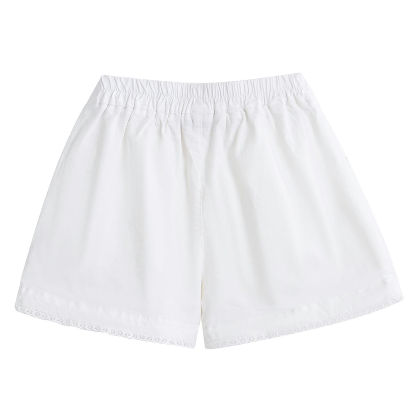 Purple Rosette Top and Lace-Trim Shorts Set