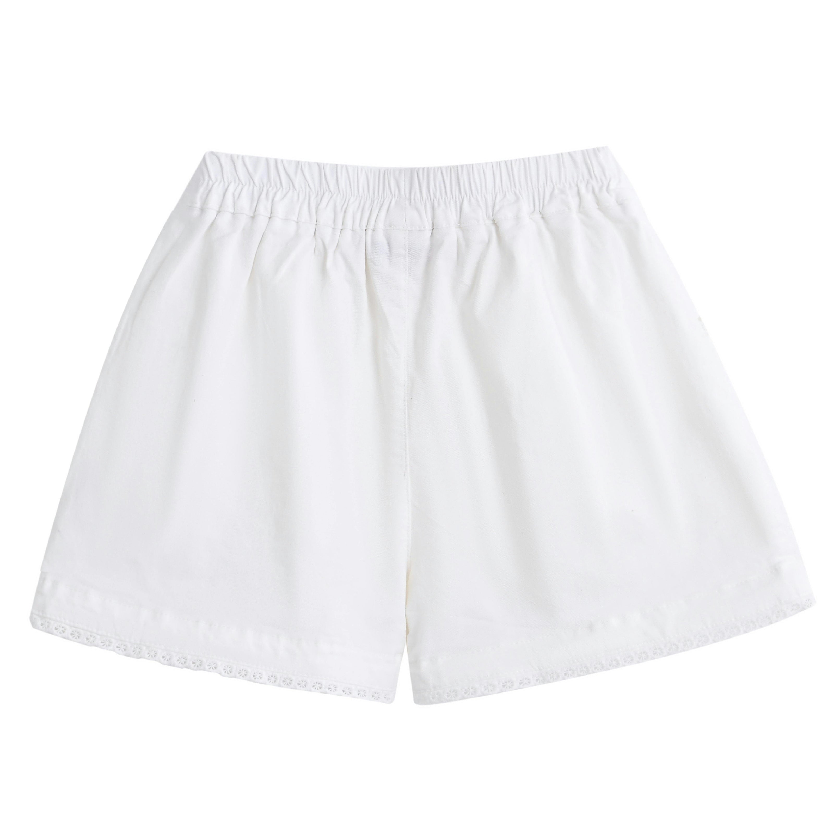 Purple Rosette Top and Lace-Trim Shorts Set