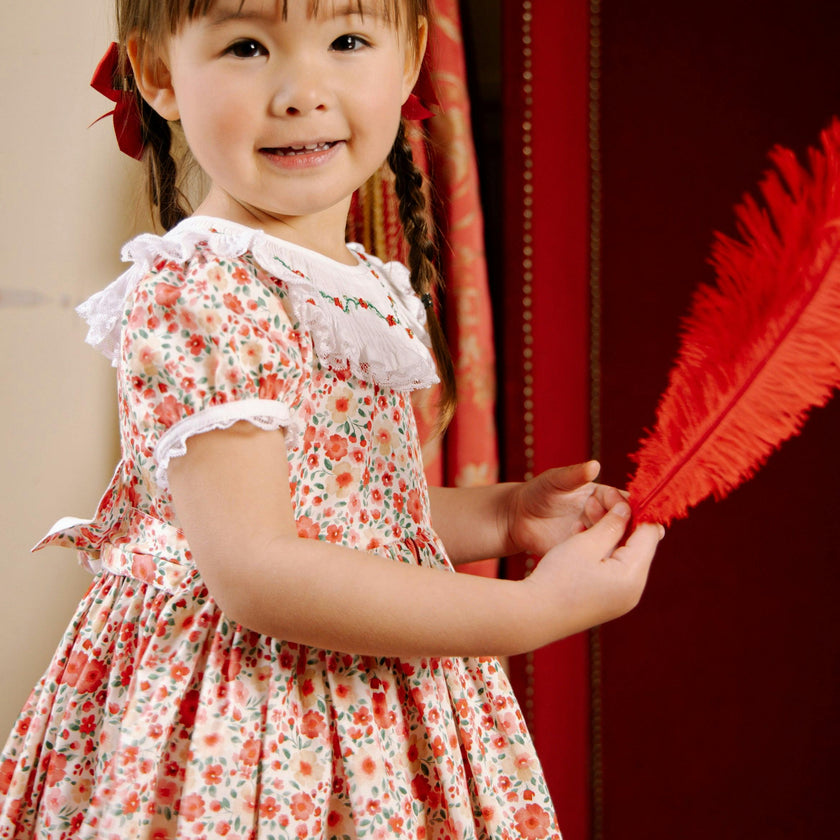 Celestine Red Floral Smocked Dress
