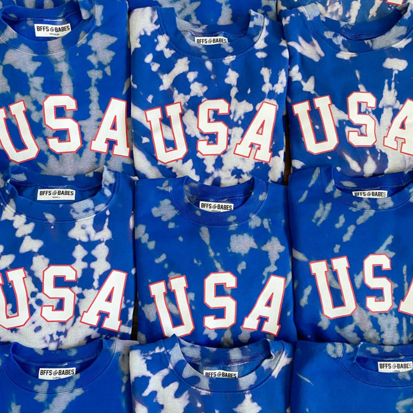 USA Tie-Dye Adult Sweatshirt, Blue
