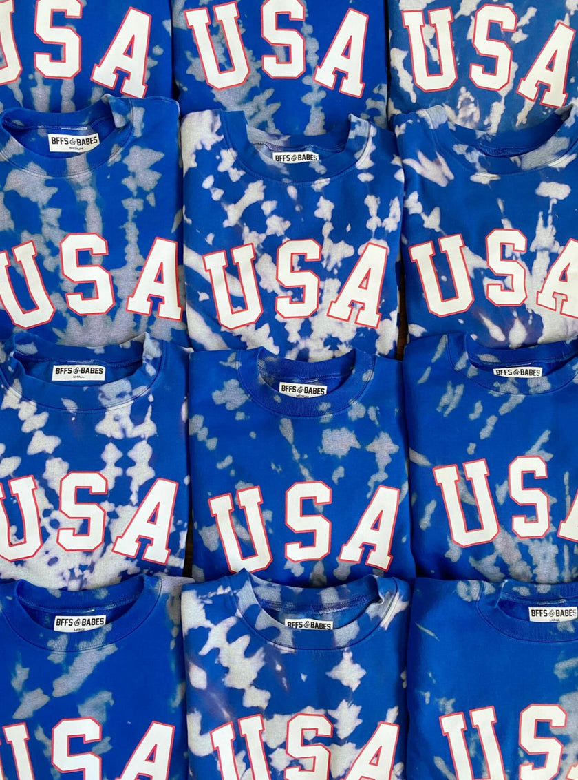 USA Tie-Dye Adult Sweatshirt, Blue