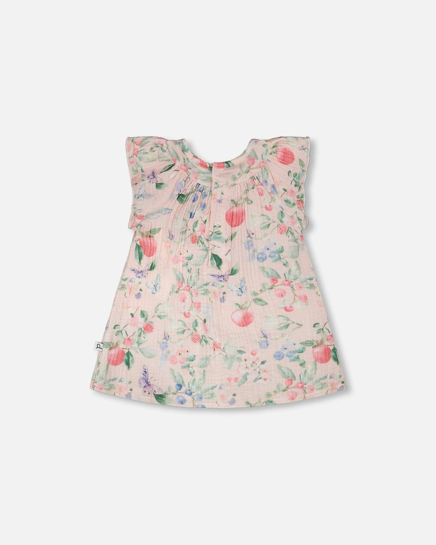 Cotton Muslin Dress And Bloomer Set Pink Printed Berries