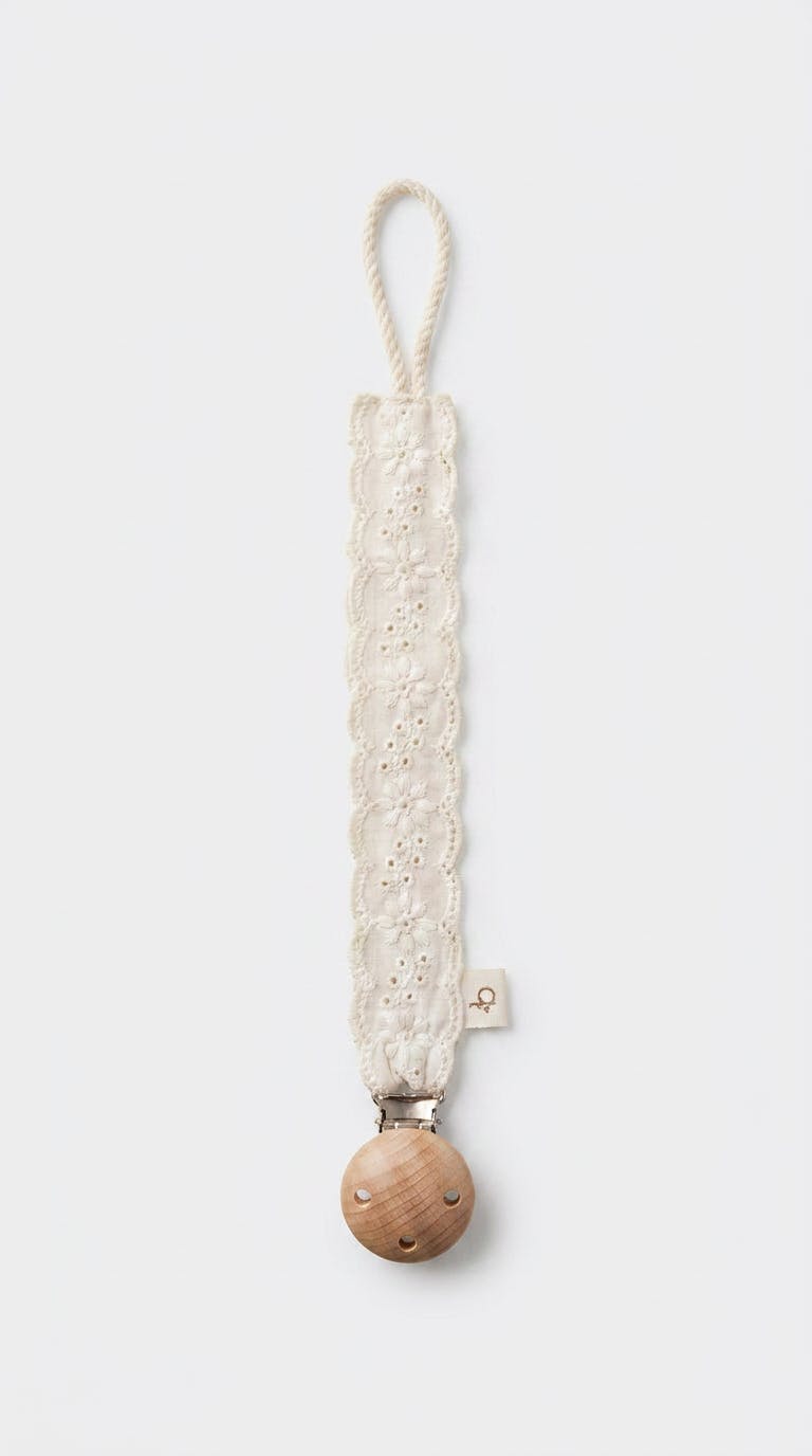 Lace Pacifier Holder (Cream, Yellow, Brown)