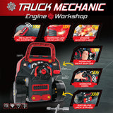 Truck Mechanic Engine Workshop (Red) - Cool Take Apart and Rebuild Engine with Remote Control Car Key