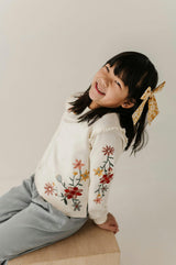 Girls Raw Edge Sweatshirt in Addison Embroidery Floral