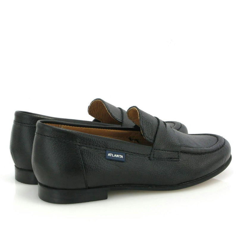 Grainy Leather Teresa Classic Loafers, Black