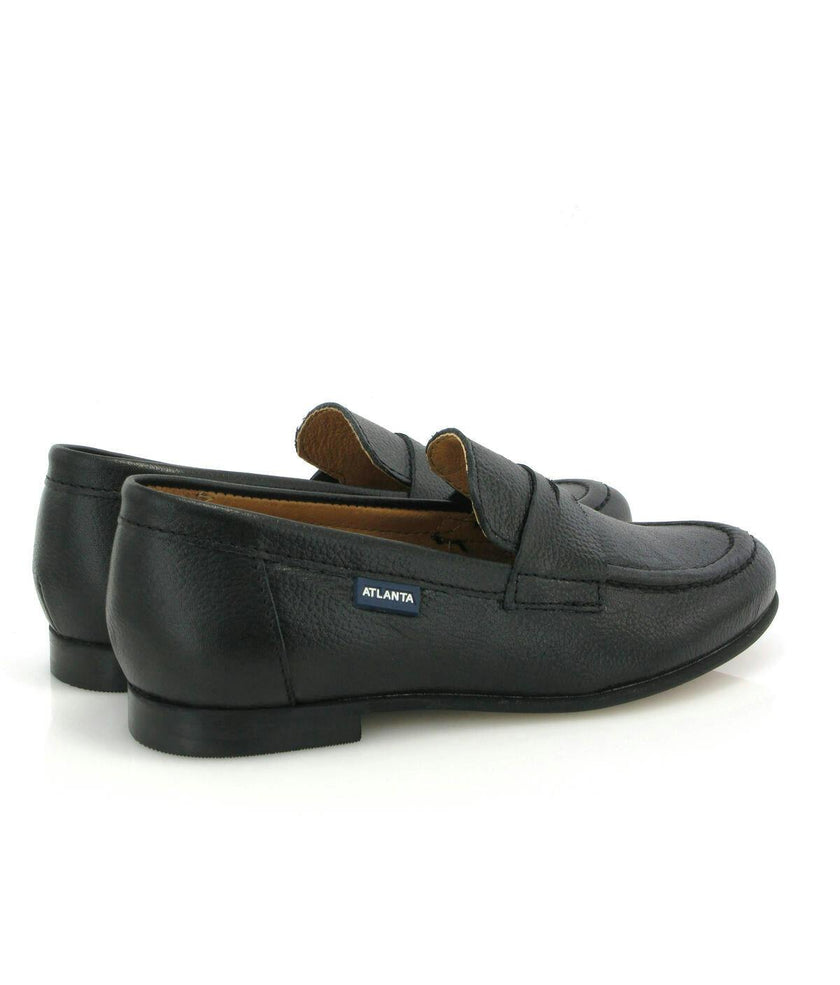 Grainy Leather Teresa Classic Loafers, Black