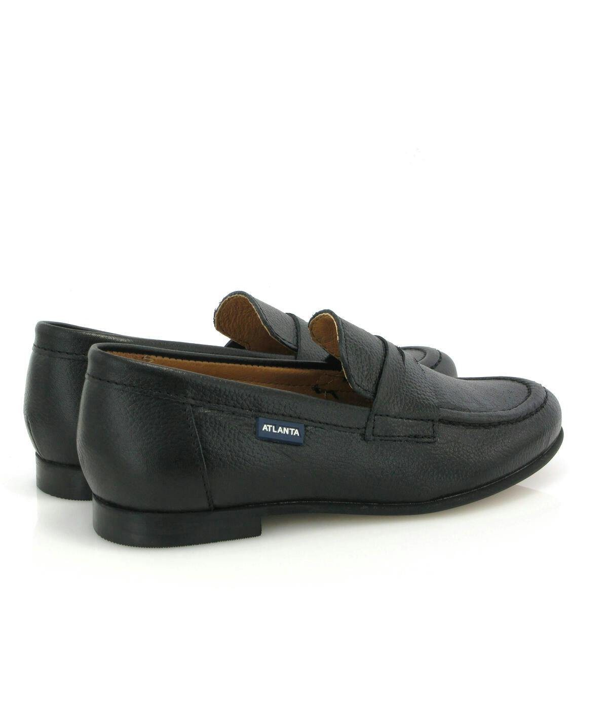 Grainy Leather Teresa Classic Loafers, Black