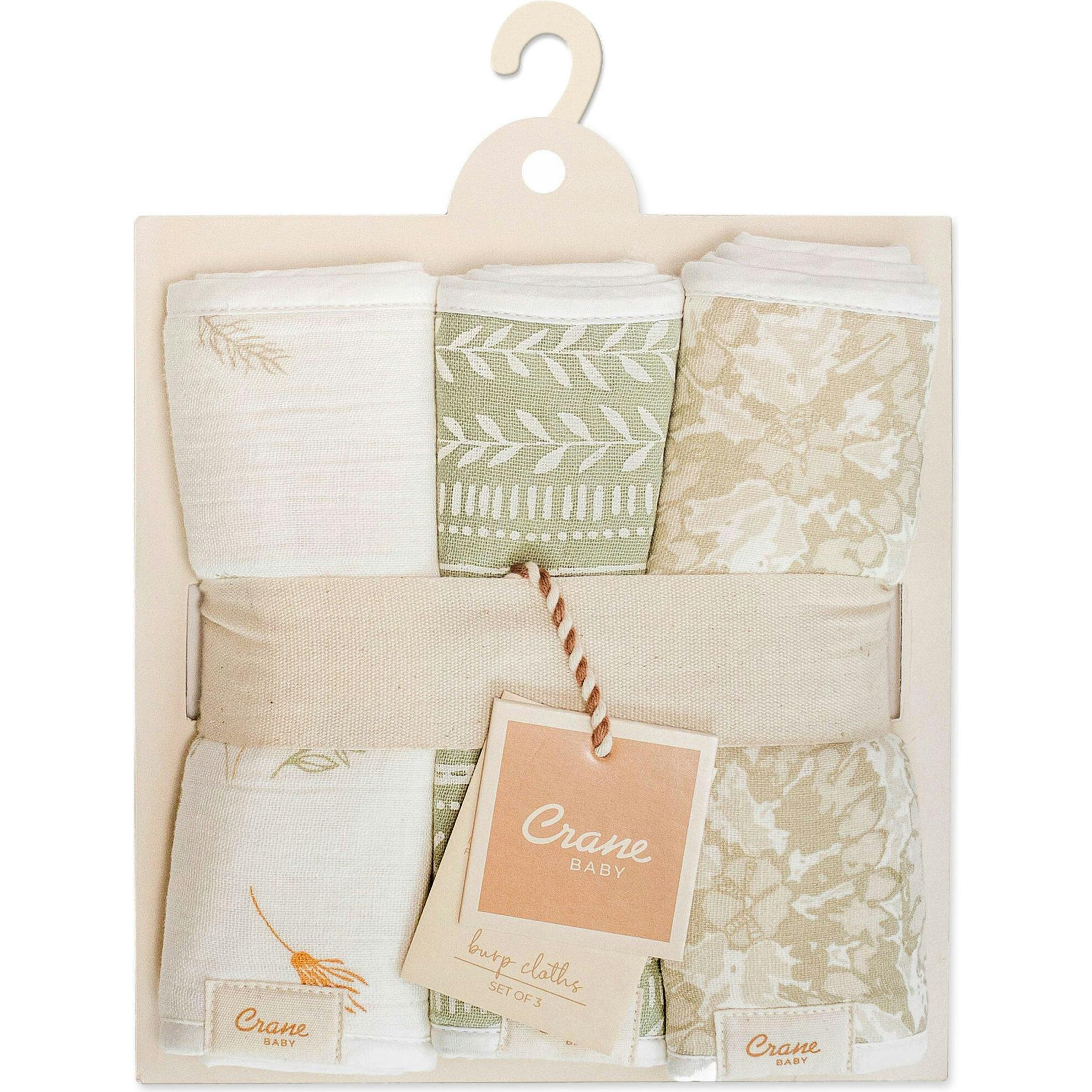Willow 3-pc. Newborn Burp Cloth Set (Neutral Leaf)
