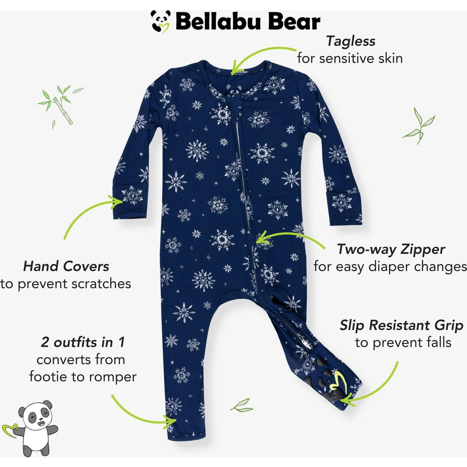 Snowflake Bamboo Convertible Footie