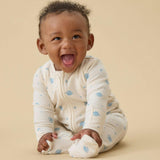 Space Ribbed Clever Zip Baby Pajamas