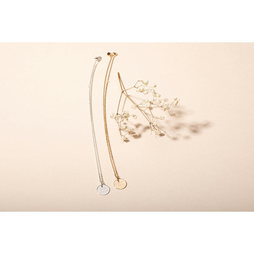 Personalized Christening Disc Necklace, 14k Gold Plated
