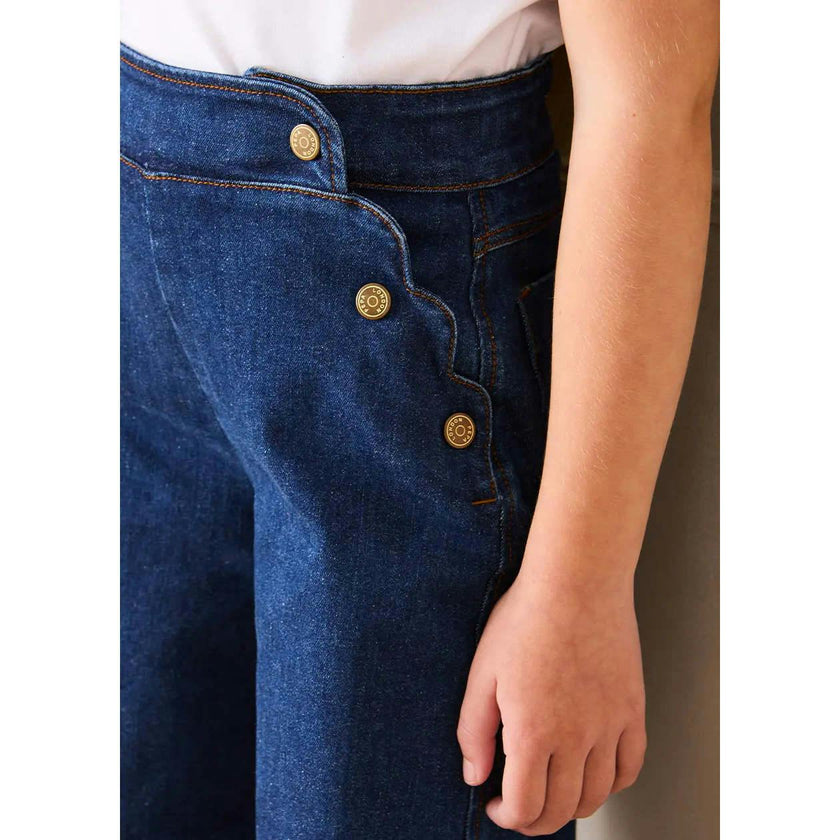 Scallop Detail Wide Leg Jeans in Blue Denim (2-12yrs)