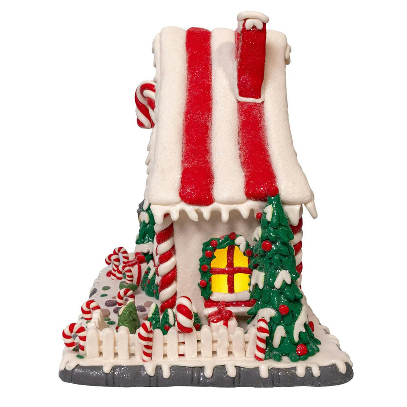 Kurt Adler 10.5-Inch Battery Operated LED Candy Cane Lane House