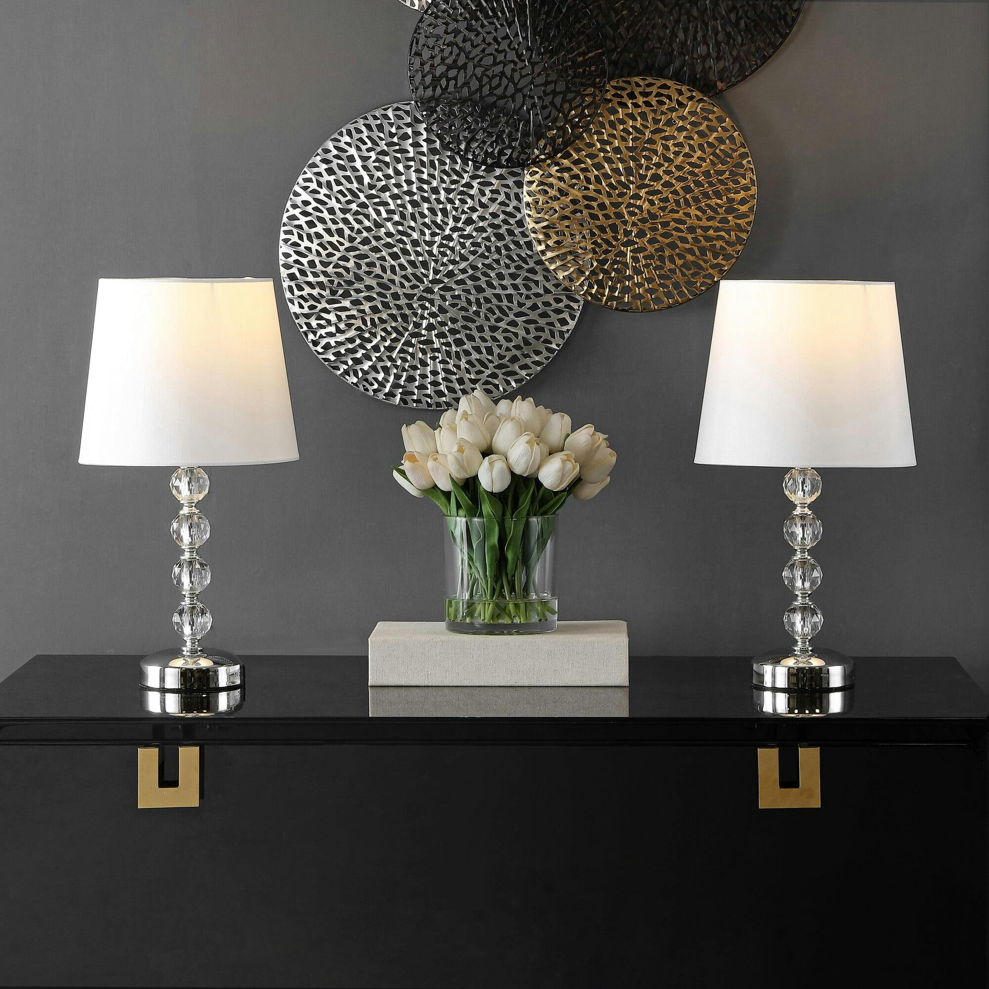 Nola Stacked Crystal Ball Lamps With USB Port