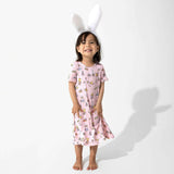 Easter Pink Bamboo Girls' Short Sleeve Dress