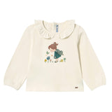 Cream Ruffle-Neck T-shirt