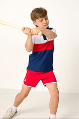 red retro super short with white piping