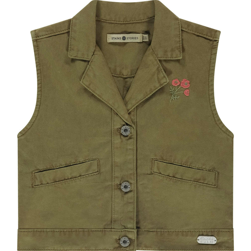 Embroidered Flower Vest