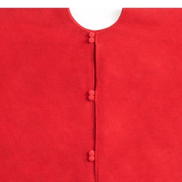 Handmade Red Oval Border Christmas Tree Skirt Wool 60