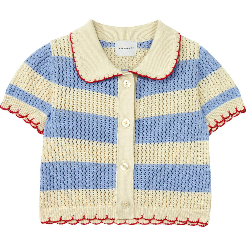 Mipounet SS26 Vita, Cardigan Ecru Blue
