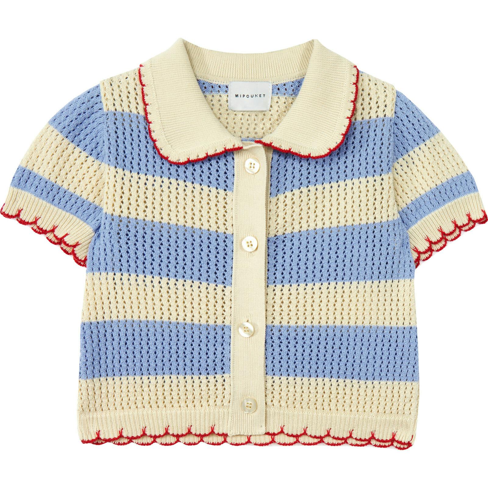 Mipounet SS26 Vita, Cardigan Ecru Blue