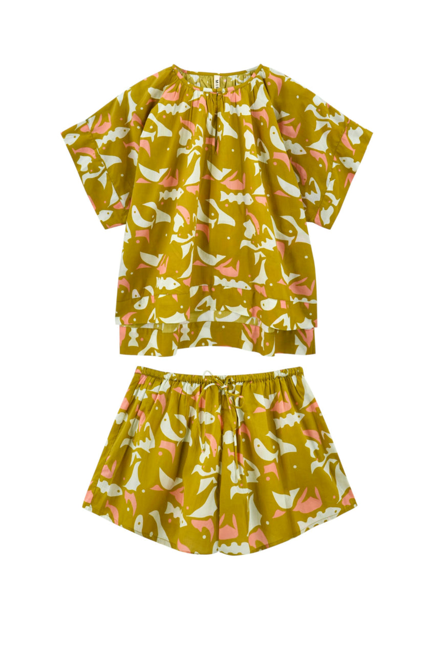 Pajama Tap Short Set in Canary