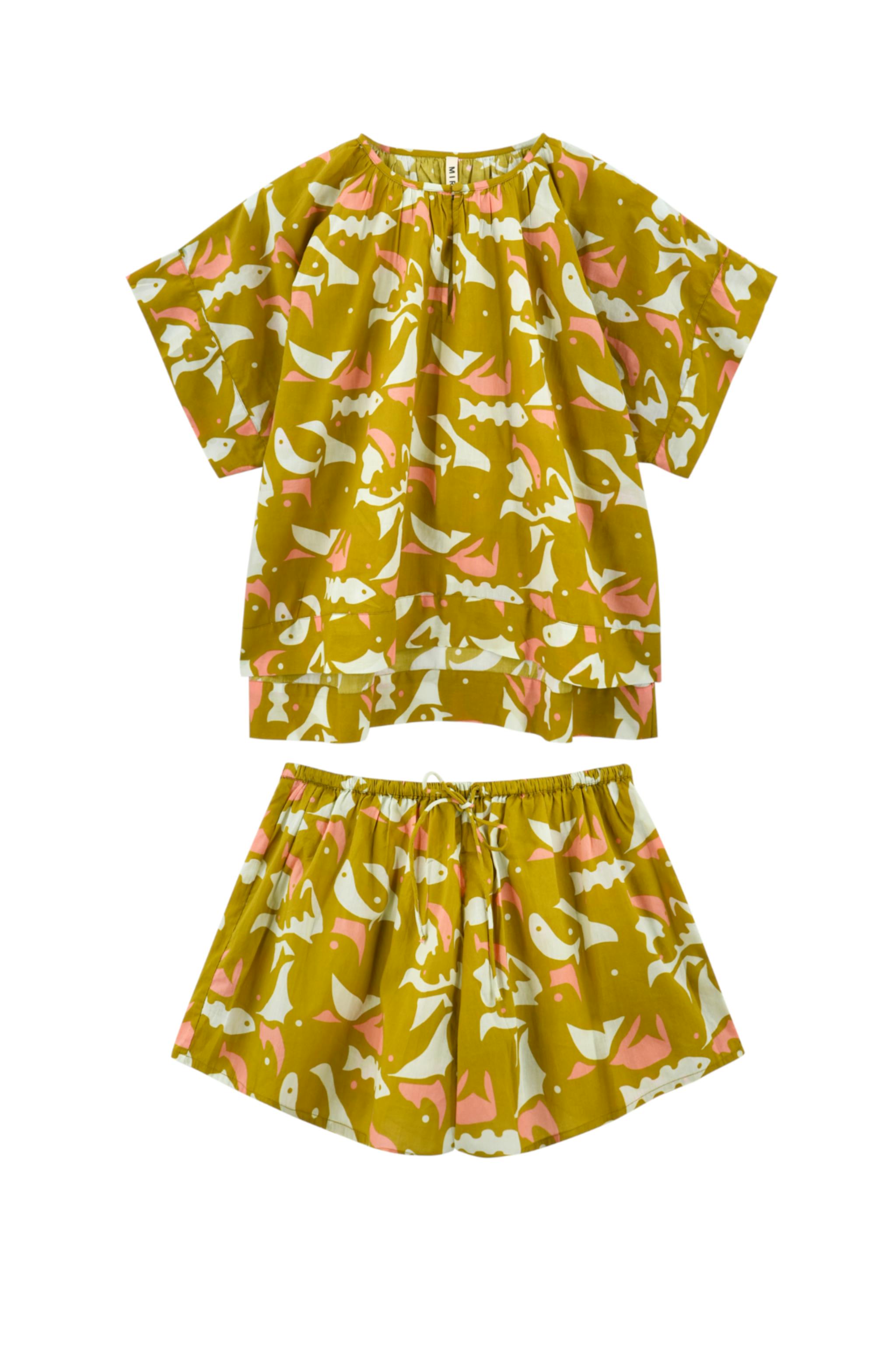 Pajama Tap Short Set in Canary