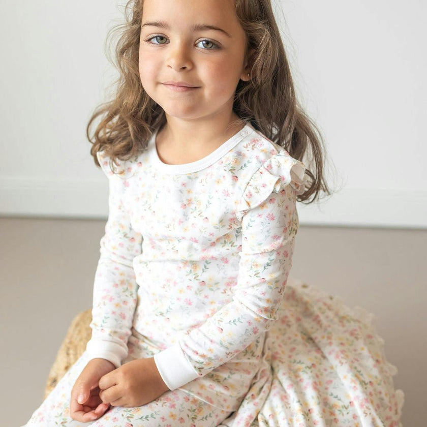 Winter Flowers Pima Long Pajama Set