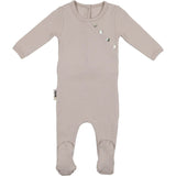 Boys Quilted Waffle Round Neck Long Sleeve Cross Buttoned Footie, Grey