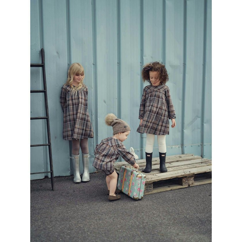 Sweet Plaid Long Puff Sleeve Top & Shorts Set