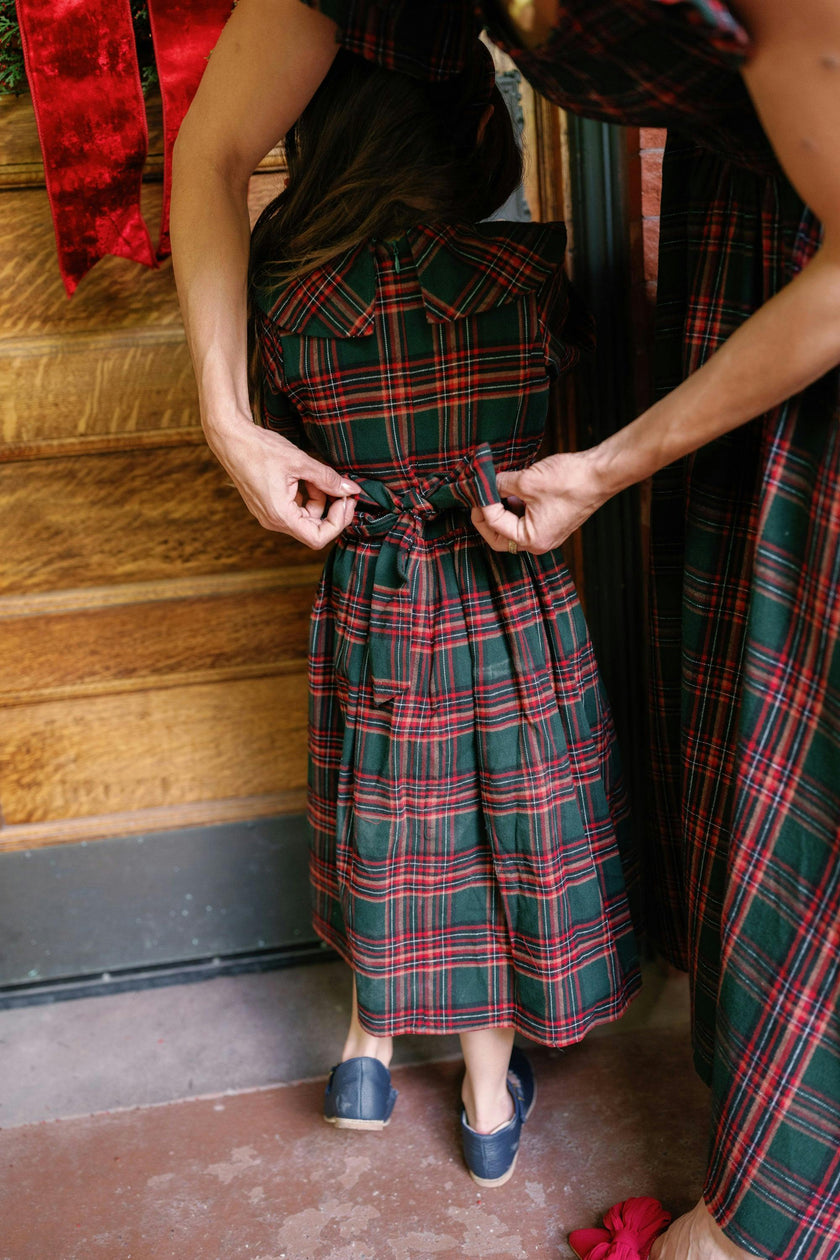 Mini Maisy Long Sleeve Dress in Evergreen Plaid