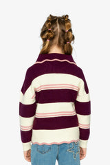 Scalloped Collar Sweater Red And White Stripes