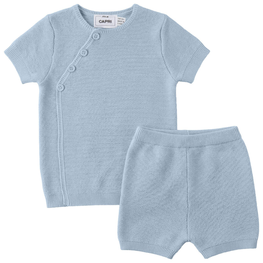 Wrap Cotton Knit Shorts Set