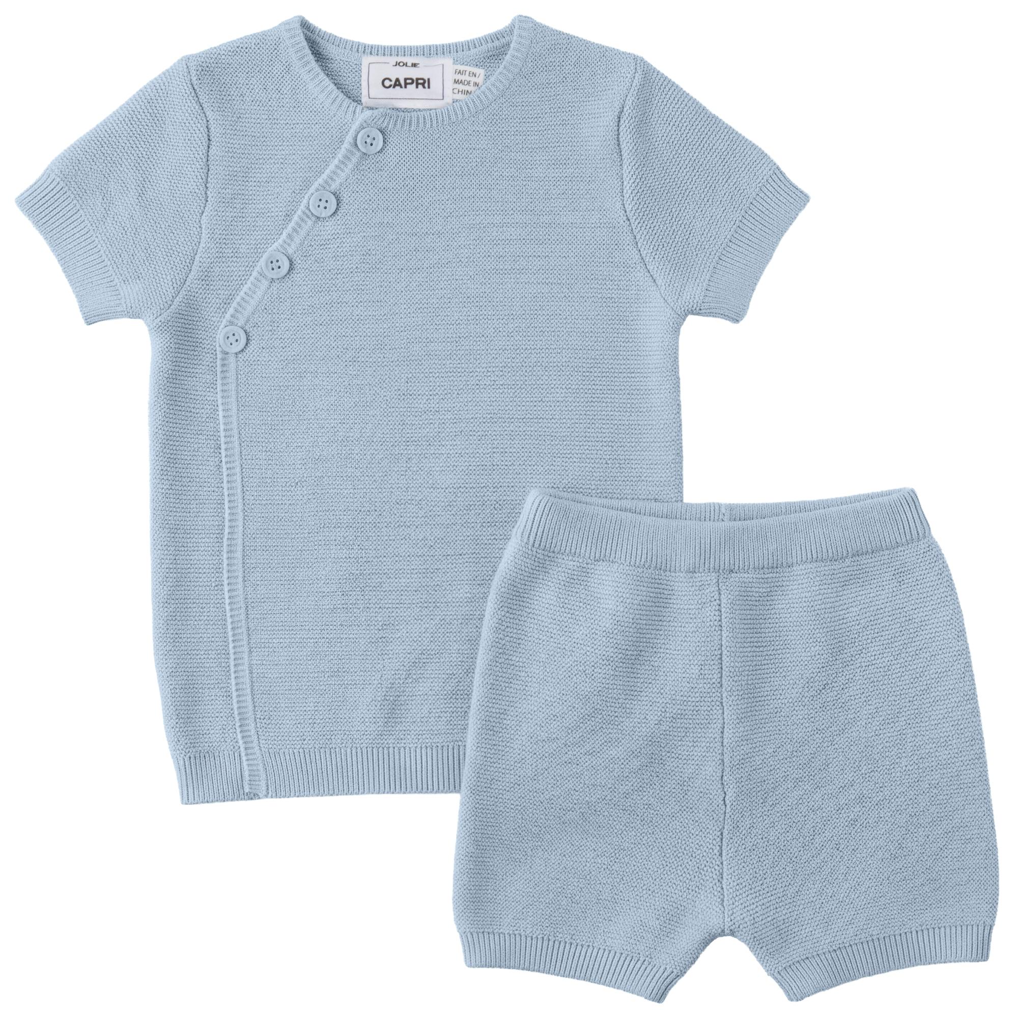 Wrap Cotton Knit Shorts Set