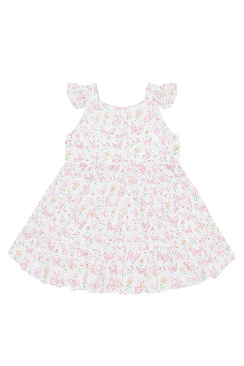 Butterflies Print Ruffle Dress