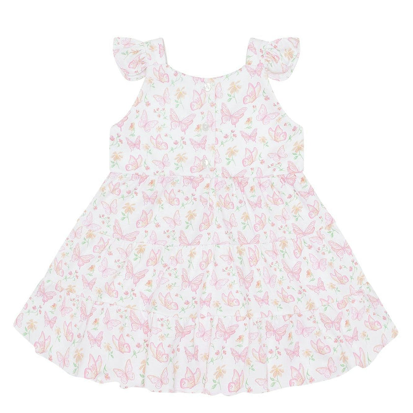 Butterflies Print Ruffle Dress