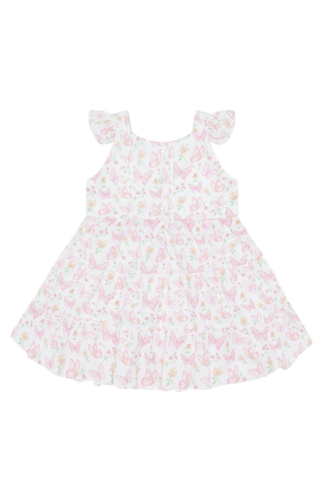 Butterflies Print Ruffle Dress