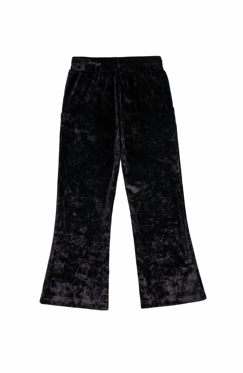 Velvet Yoga Pant with Embroidered Hearts, Black