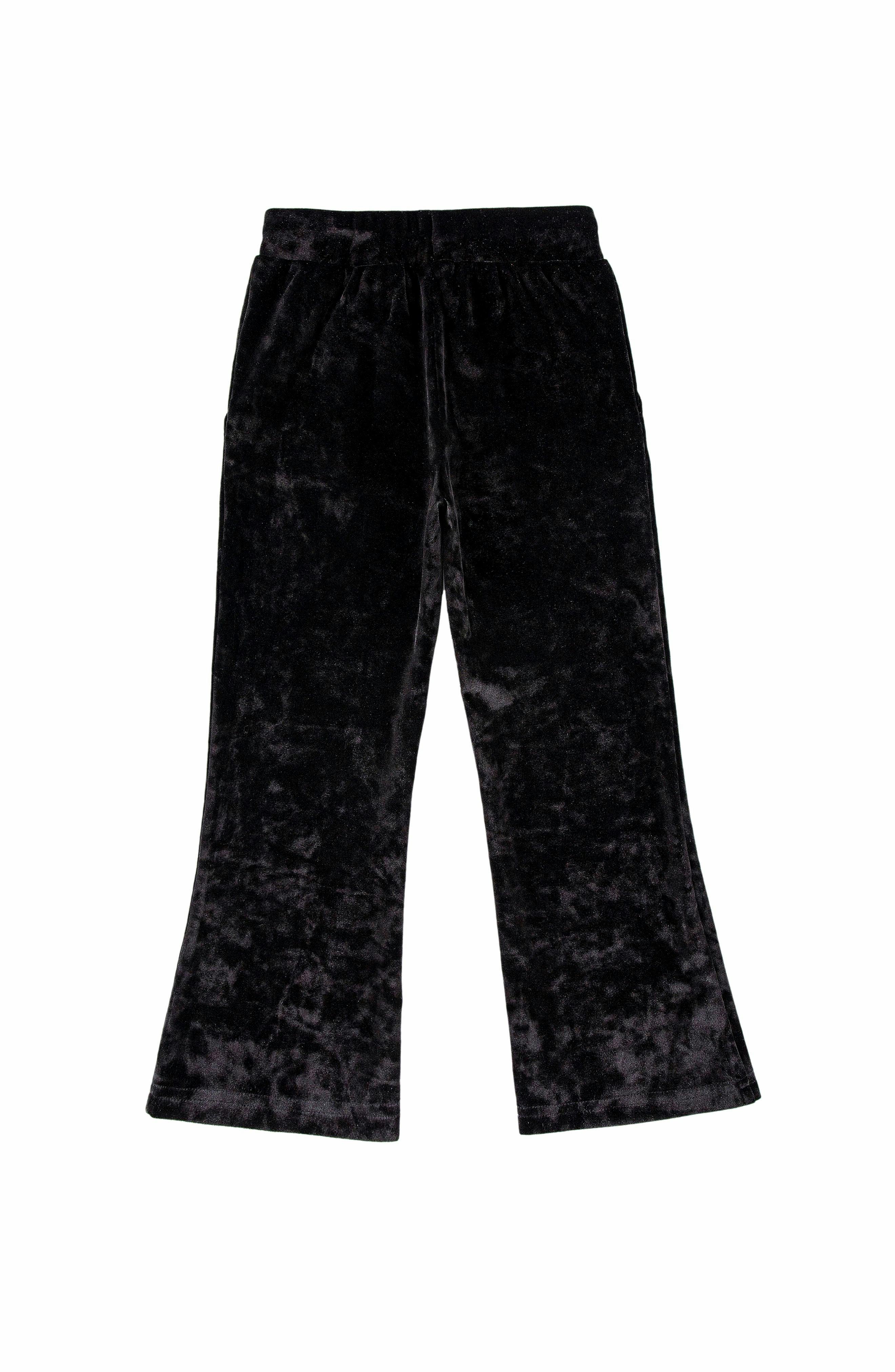 Velvet Yoga Pant with Embroidered Hearts, Black