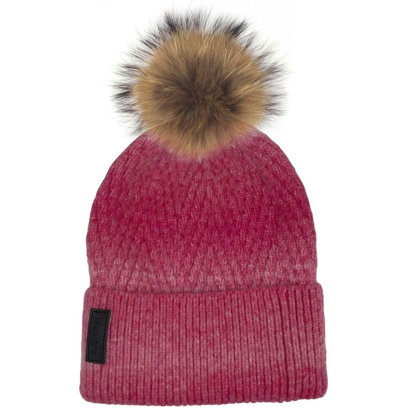 Ombre Knit Hat With A Genuine Fur Pom (TikTok)