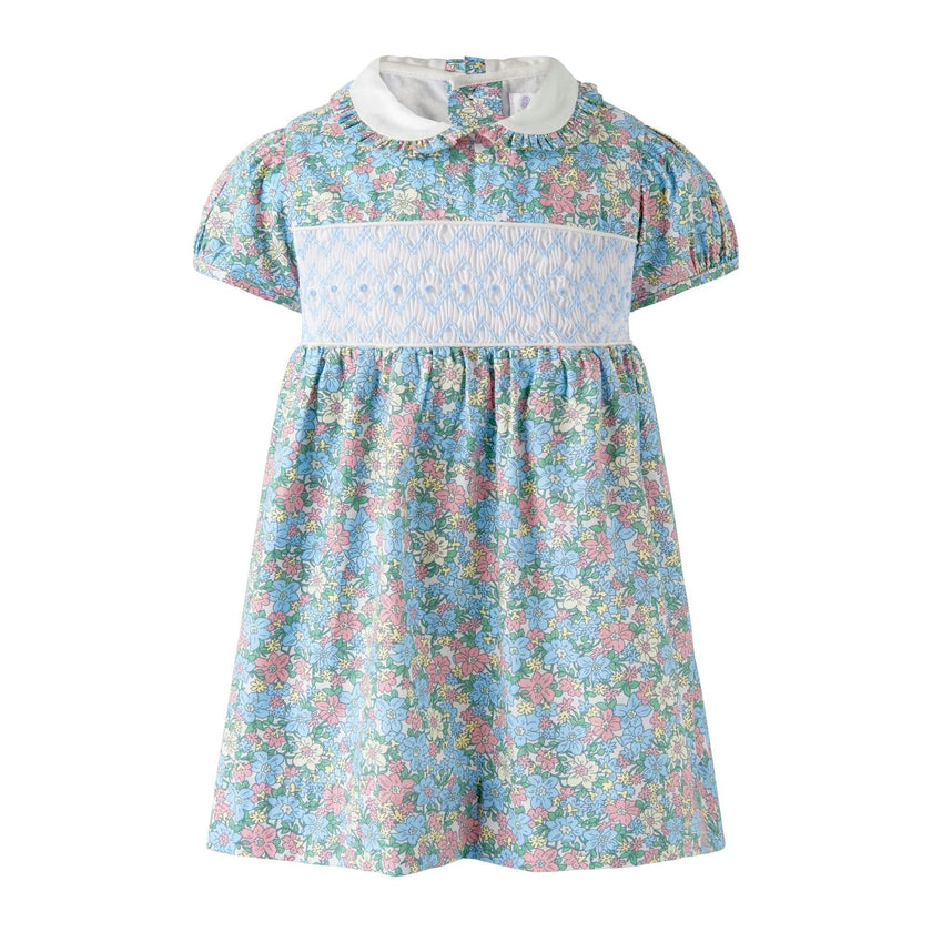 Floral Geometric Smocked Dress & Bloomers