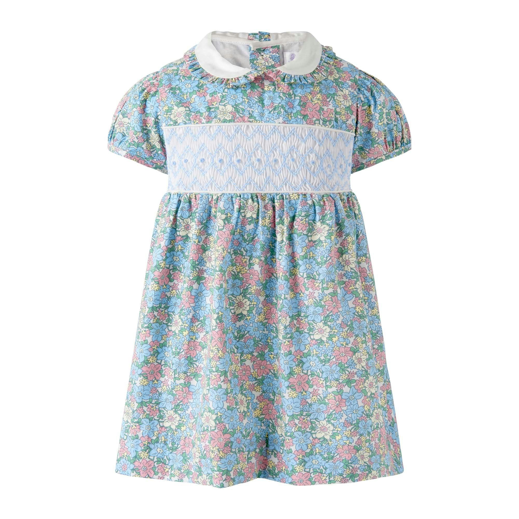 Floral Geometric Smocked Dress & Bloomers