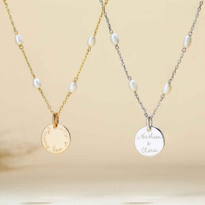 Personalized Pearl Chain Necklace, Sterling Silver