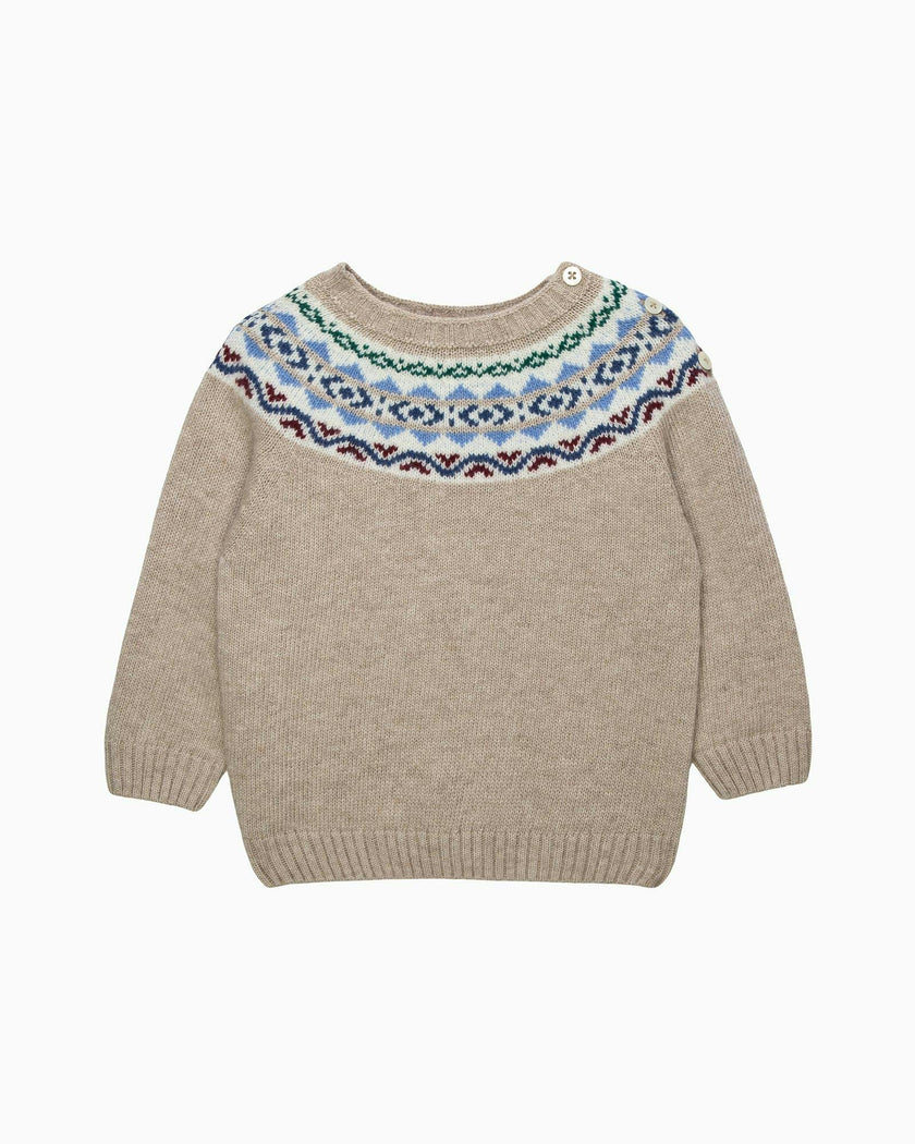 Baby Frankie Fairisle  Sweater in Oatmeal