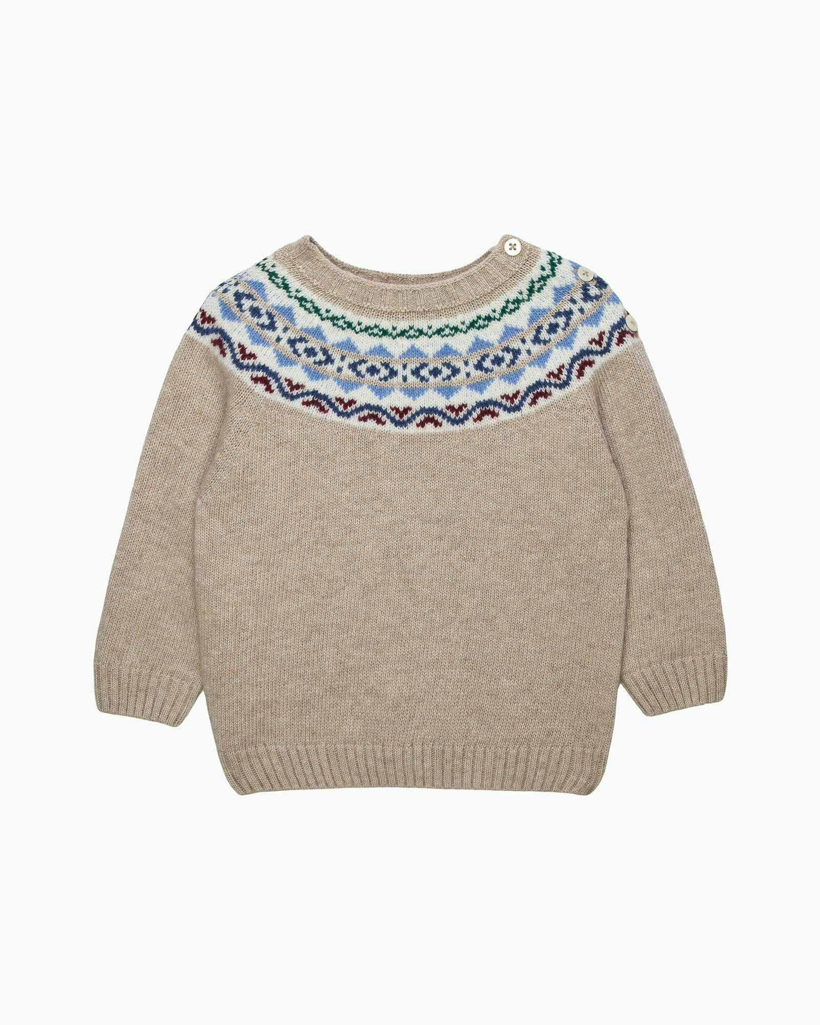 Baby Frankie Fairisle  Sweater in Oatmeal