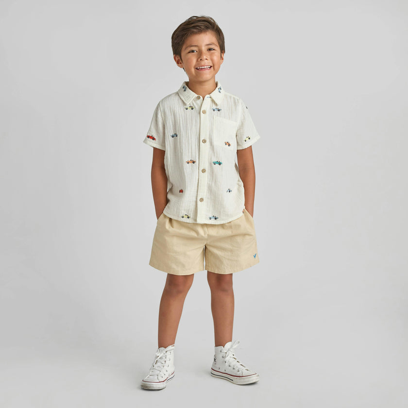 Multi Boys Jack Shirt - Vintage Car Embroidery